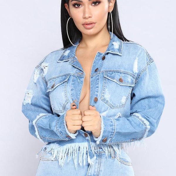 

short denim jacket worn the tassel shawl women's jackets, Black;brown