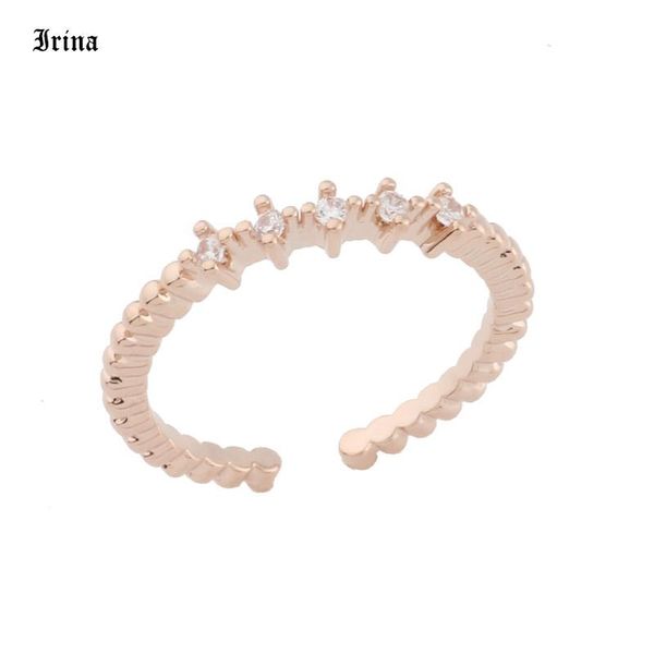 

wedding rings simple open adjusted micro pave clear cubic zirconia design european ring for women trendy jewelry gift, Slivery;golden