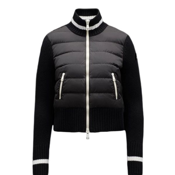 

luxury france women's down jackets designer brand maya the new fashion contrast color stand-up collar waist wool stitching jacket softl, Black