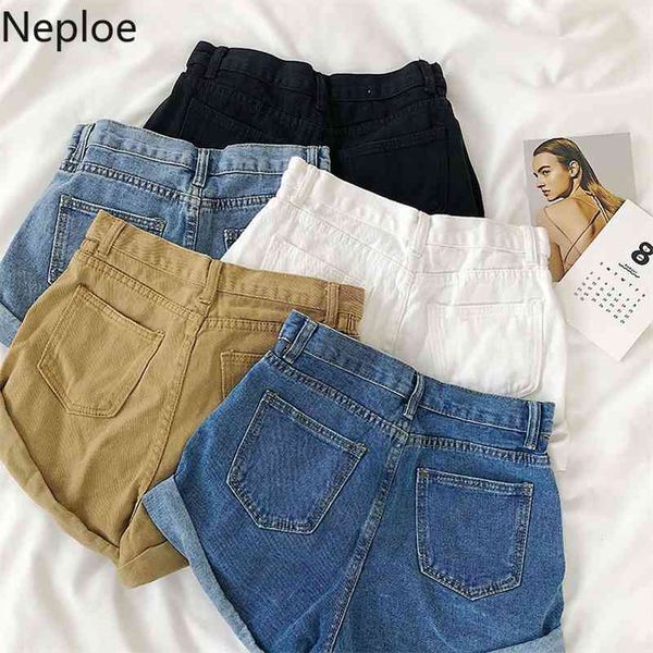 

neploe denim shorts women summer new button fly zipper pockets ladies bottoms korean casual wide leg shorts femme 1b388 210324, White;black