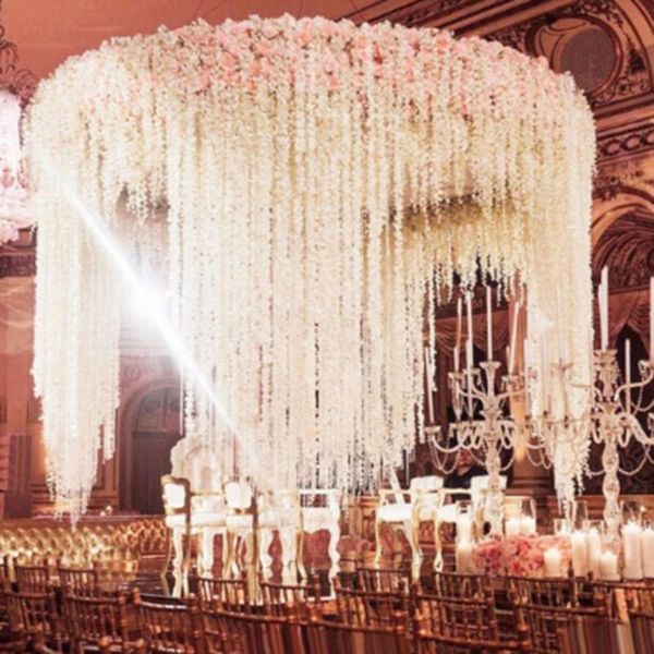 

decorative flowers & wreaths 2m artificial flower vine silk rattan wisteria wreath romantic wedding decoration party diy craft