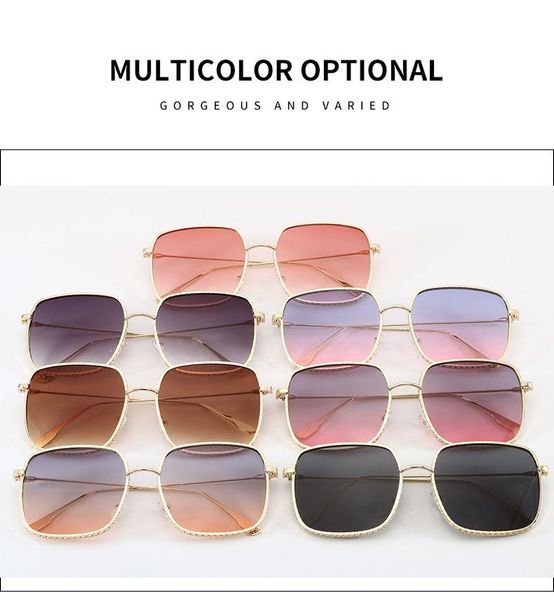 

sunglasses woenfel retro fashion ladies personality brand designer big frame metal square simple glasses women, White;black