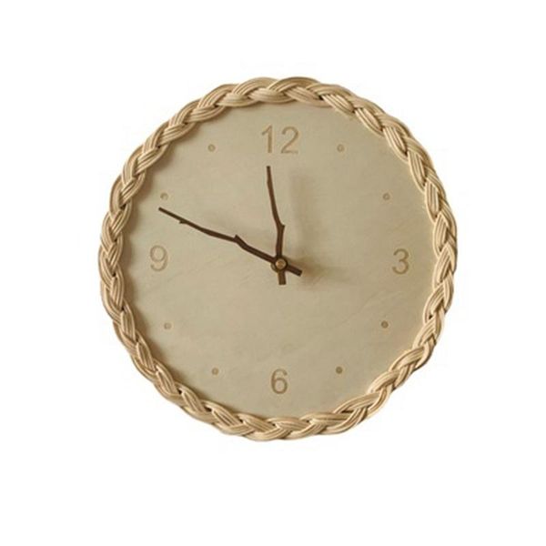 

wall clocks wooden rattan clock modern design nordic children room decoration kitchen art hollow watch home decor