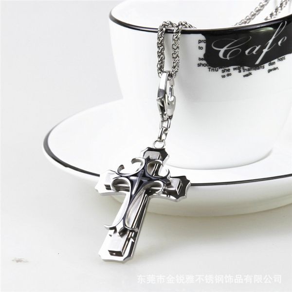 

creative titanium popular pendant stainless steel men's necklace, Silver