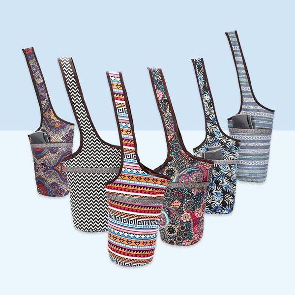 

selmat yoga tote bag canvas yoga mat bag bohemia printed large pocket fits most sizes with fitness gym accessories