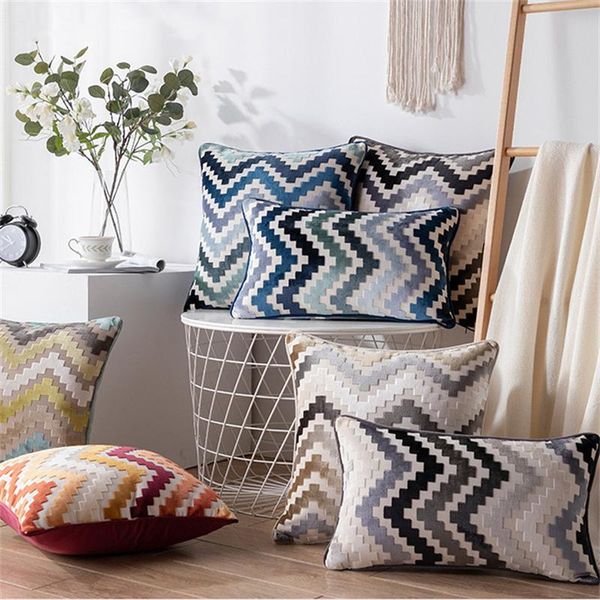 

cushion/decorative pillow velvet grey blue cushion cover jagged decorative durable home decor for sofa living room 45x45cm/50x50cm/30x50cm