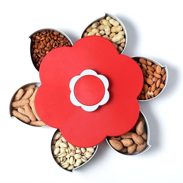 

storage bottles & jars revolving candy box multi-function spring festival dry fruit red platter large capacity kitchen container