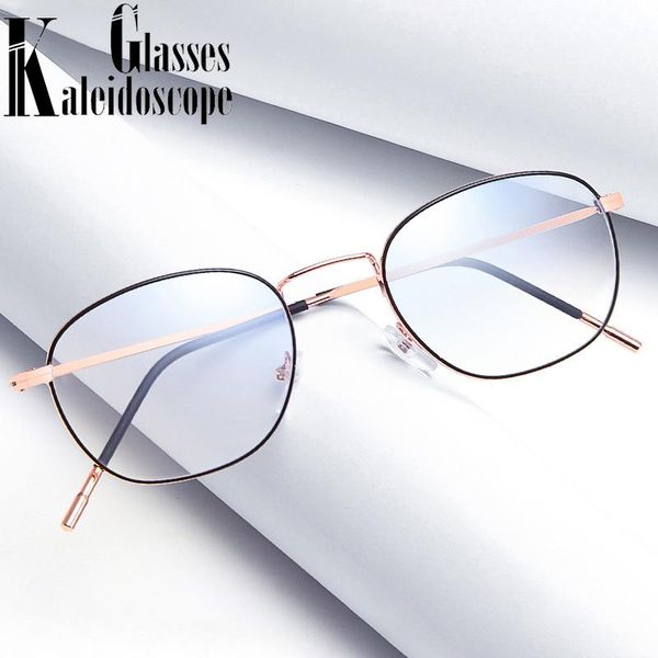 

oval anti blue light blocking glasses frame women men brand optical metal eyeglasses frames clear lens fake computer fashion sunglasses, Black