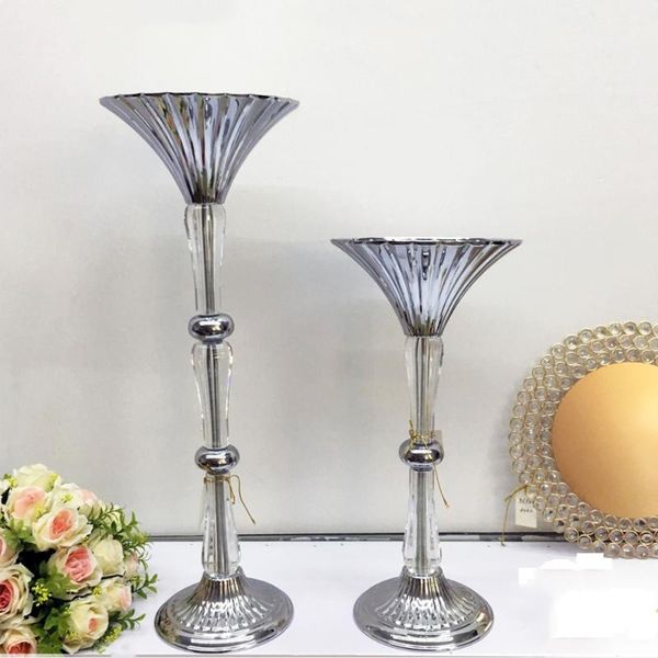 

vases 10pcs/lot gold/ silver vase crystal floor flower mariage road lead wedding centerpieces for party home decoration