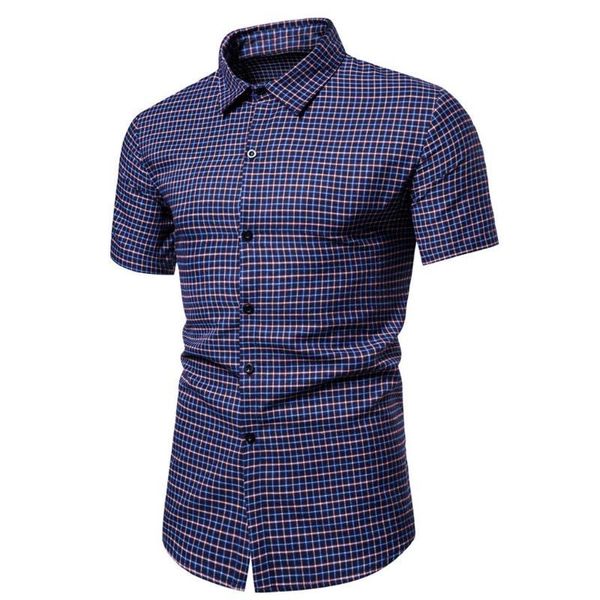 

mens fashion plaid solid color printed splicing colorful stripe short sleeve loose shirt classical shirt single high quality, White;black