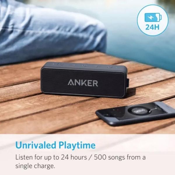 

mini speakers anker soundcore 2 portable bluetooth wireless speaker better bass 24-hour playtime 66ft range ipx7 water resistance