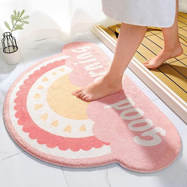 

bath mats imitation cashmere round mat rainbow pads bathroom rug water absorption door living room bedroom beside floor pad