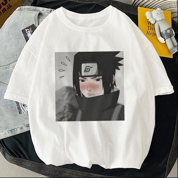 

women t shirt japanese anime naruto cool shy uchiha sasuke streetwear graphic plus size clothing vogue tee, White