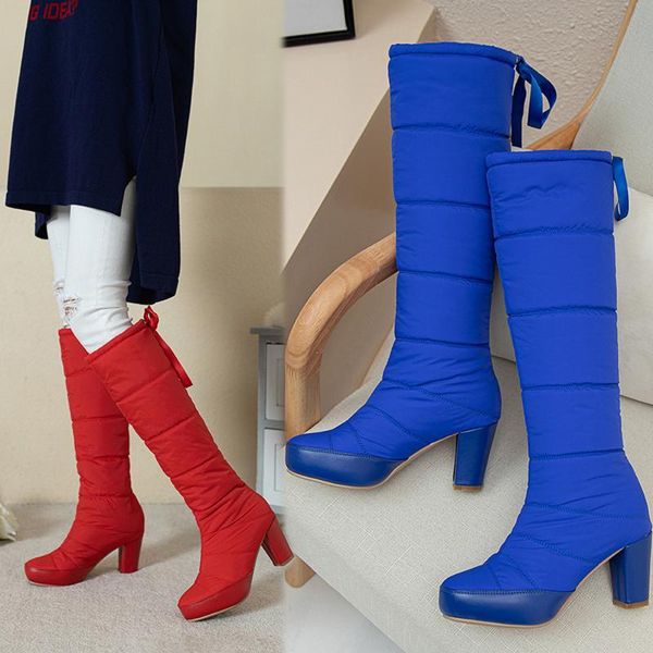 

women platform winter shoes comfort waterproof non-slip ladies winter boots thick fur bottines for girls femmes high heel bottes, Black