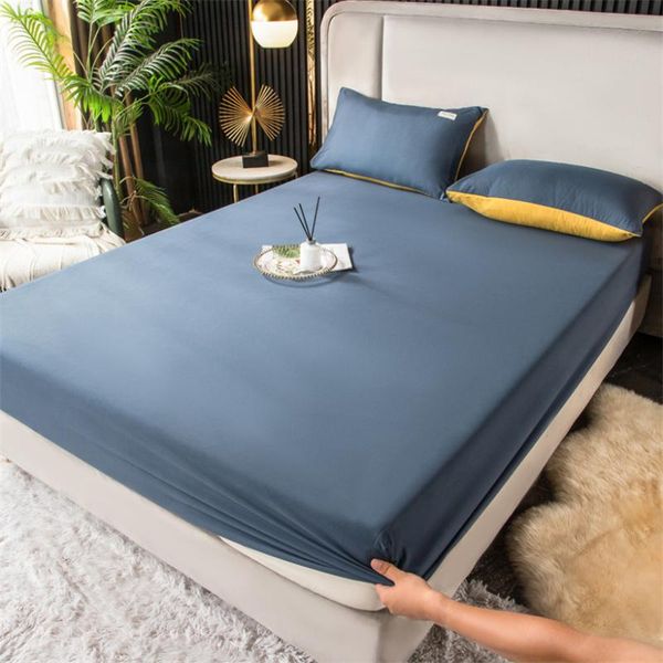 

sheets & sets solid color fitted sheet comfortable brushed mattress covr with all-around elastic rubber band bed 2pcs cases