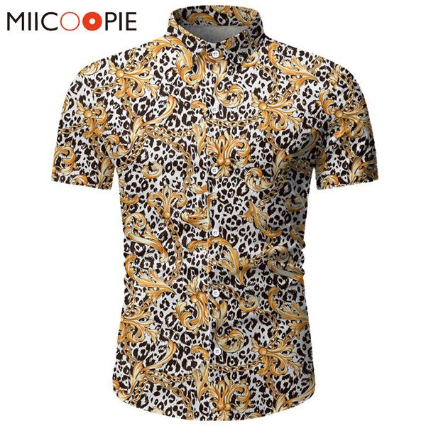 

2020 summer designer shirts for men brand casual leopard print short sleeve mens floral shirts vintage clothes hawaiian blouse, White;black