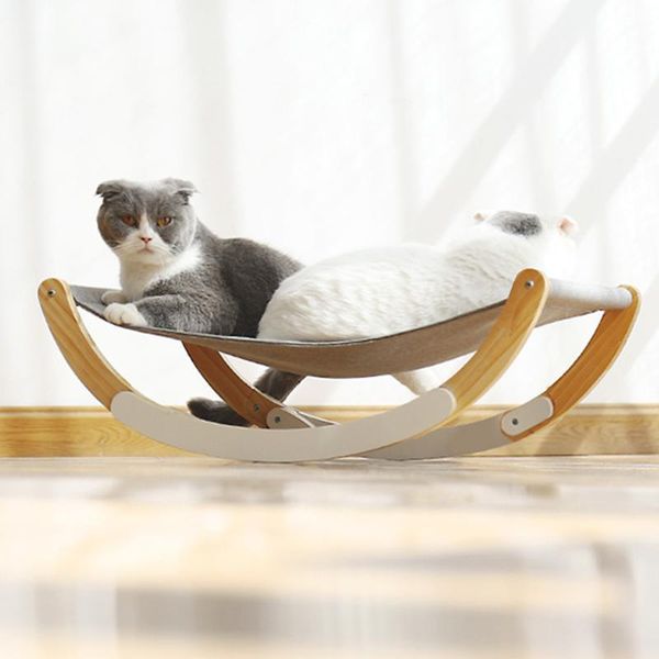 

cat hammock pet cradle gray wood soft breathable cloth bed attractive sturdy perch dog mats shaker for god supplies beds & furniture