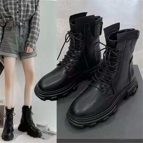 

boots women's 2021 winter short zipper ankle motorcycle, Black