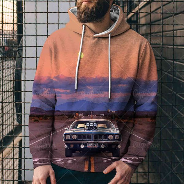 

fashion new us highway 66 seri printed 3d sweater street trend hoodie sweatshirthnn4, Black