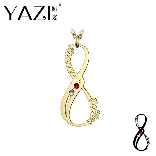 

pendant necklaces yazi personalized infinity necklace with double names and birthstone custom name valentines day gift for couple, Silver