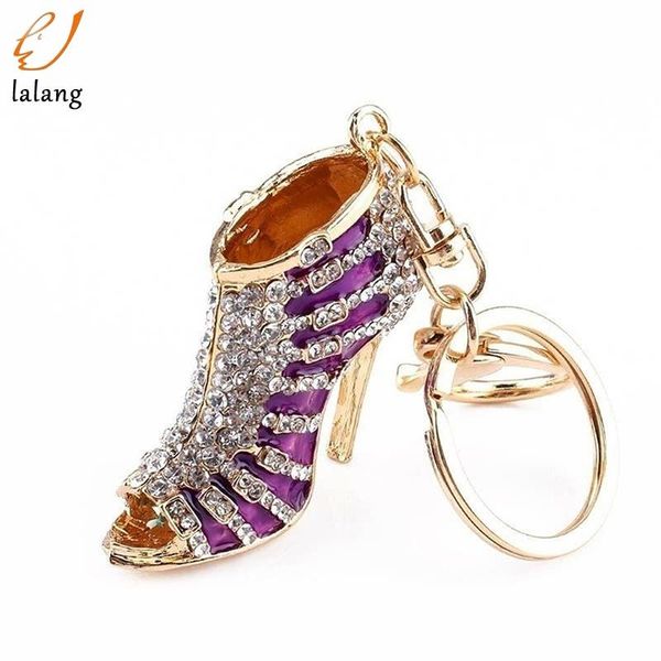

keychains novelty high heel shoes rhinestone shoe keyring charm women handbag key holder girl bag pendant jewelry, Silver