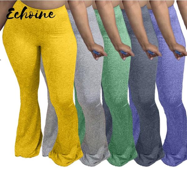 

women's pants & capris autumn women elastic wide leg flare skinny leggings bellbottoms high waist trousers draped jogger sweatpants plu, Black;white