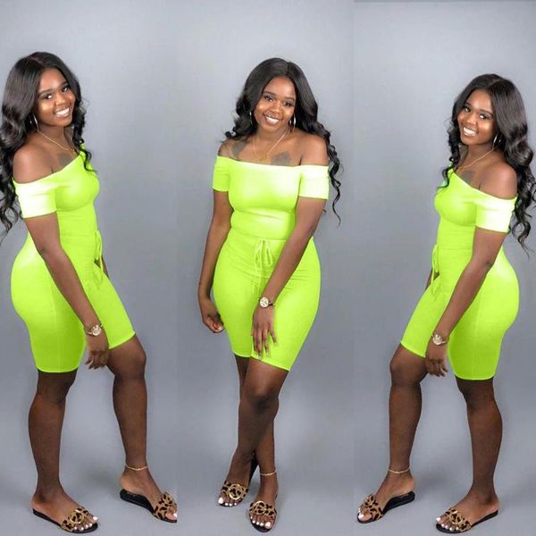 

women's jumpsuits & rompers bkld playsuit neon green party bodycon club bandage body overalls off the shoulder one piece womens jumpsui, Black;white