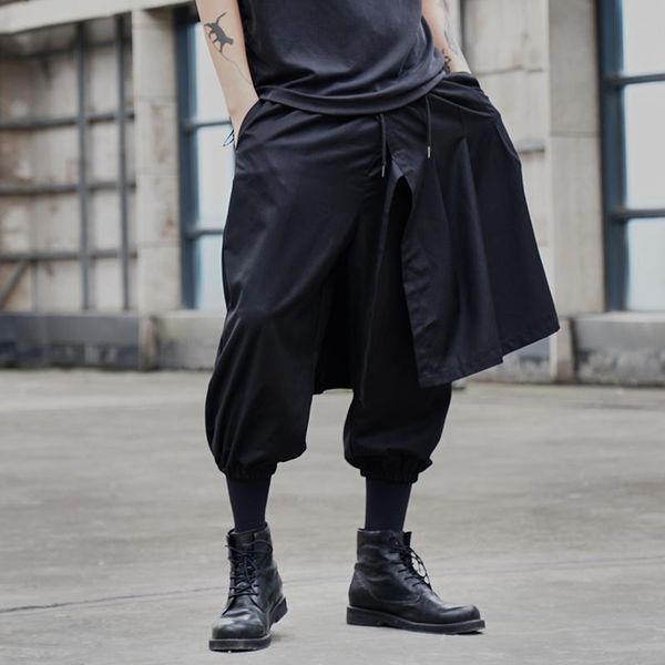 

men's pants male japan streetwear hip hop gothic punk trousers harem pant men dark black vintage fashion casual loose skirt