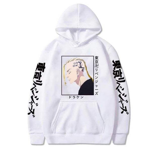 

men's hoodies & sweatshirts anime tokyo revengers draken printing 2021 streetwear hip hop long sleeve pullovers, Black