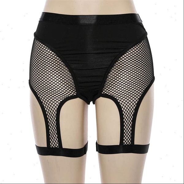 

women shorts mesh patchwork hollow suspender garter belt holder dance black drop good quality, White;black