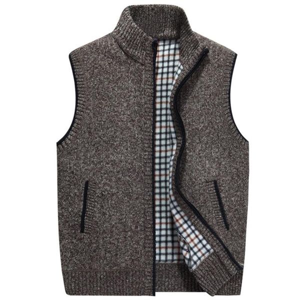

men's jackets telotuny fashion pure fleeced warm cardigan retro zipper pokect sleeveless blouse autumn winter style vest for male, Black;brown