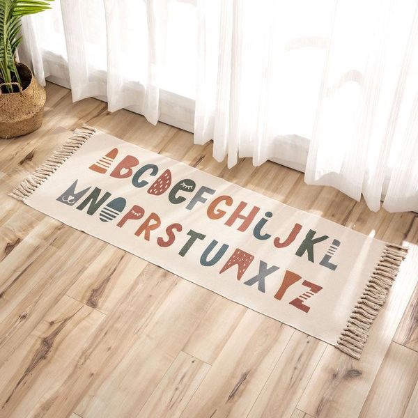 

tassel area rugs kids room living balcony bathroom printed anti-slip carpet doormat hallway geometric floor mat 60x180cm carpets