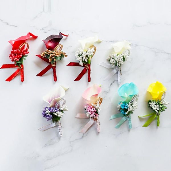 

decorative flowers & wreaths multicolor pin wedding corsage boutonniere for groom bridesmaid flower calla lily buttonhole men witness access