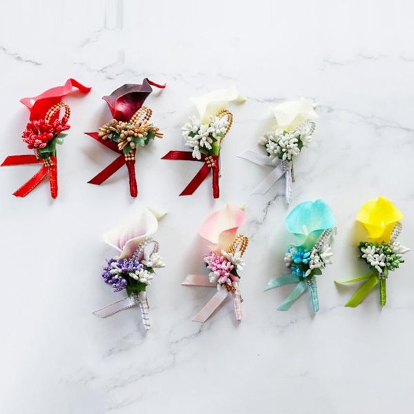 

decorative flowers & wreaths multicolor pin wedding corsage boutonniere for groom bridesmaid flower calla lily buttonhole men witness access