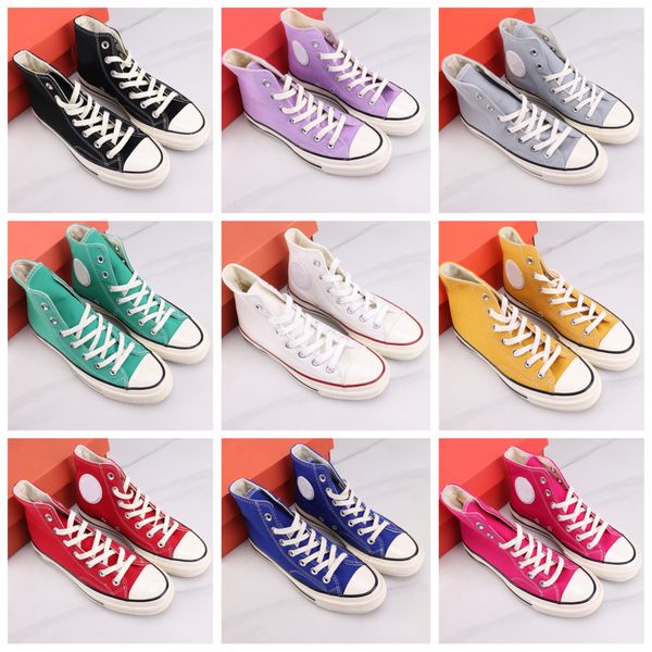 

r men women high-low canvas casual shoes 1970s sneakers denim candy macarons rainbow youth fashion classic solid color print pattern couple, Black