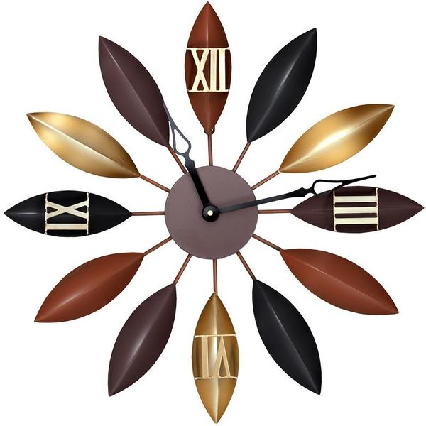 

north european style leaf clock wall decoration clocks