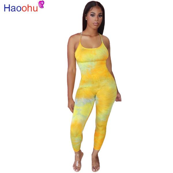 

women's jumpsuits & rompers haoohu women beach club party halter open back skinny bodycon jumpsuit one piece romper overalls, Black;white
