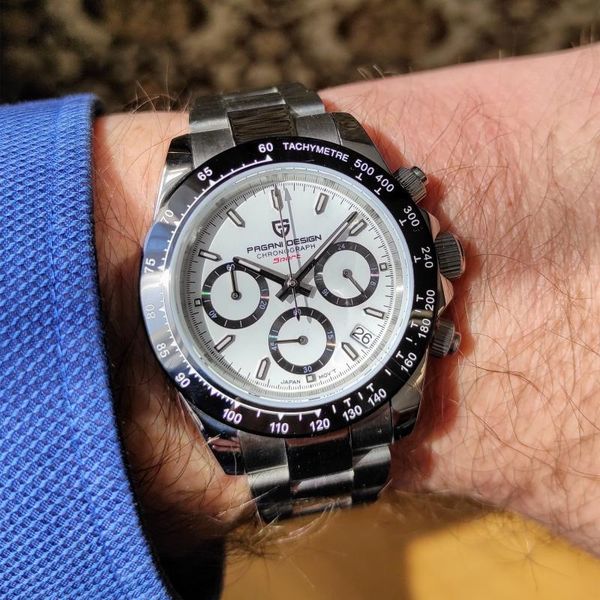 

wristwatches pagani design 2021 men's watches luxury quartz stainless steel 100m waterproof watch men chronograph clock relogio masculi, Slivery;brown