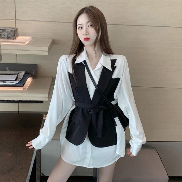 

women's jackets fake two-piece shirt spring and autumn design fashion, Black;brown