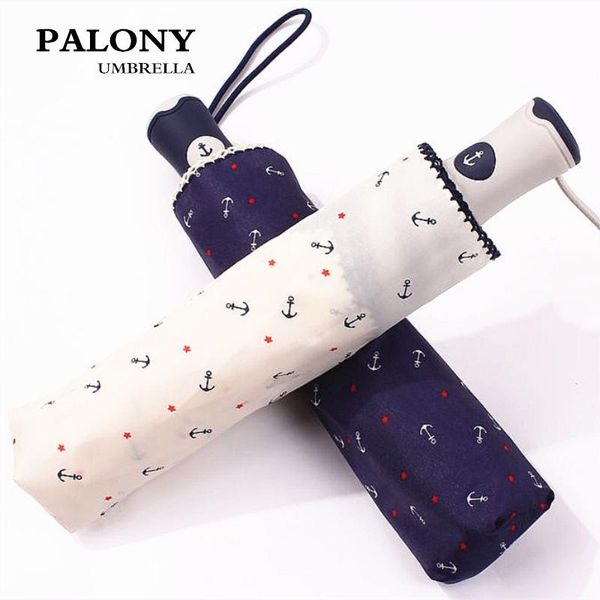 

umbrellas palony quality automatic folding rain umbrella women anti-uv protection sunscreen windproof fresh ship anchor parasol