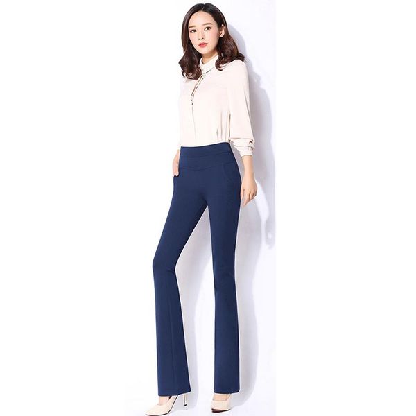 

women's pants & capris spring autumn women high waist flare plus size warm solid fashion wide leg re0817, Black;white