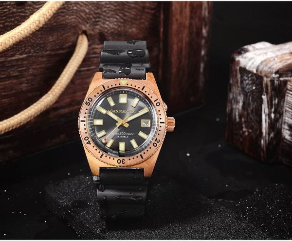 

wristwatches sn007-q retro bronze diving watch 62mas yuanzu waterproof mechanical can be customized for men, Slivery;brown
