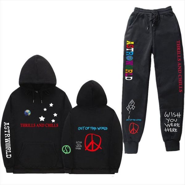 

astroworld hoodie set sportswear sets mens tracksuits hoodies pants casual wish you were here streetwear sport suit, Gray