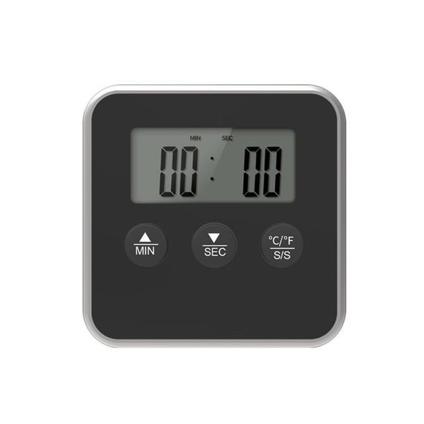 Timer Digitales BBQ-Kochofenthermometer Edelstahlsonde Fleischküche Lebensmitteltemperaturmesser für Grill-Timer-Funktion