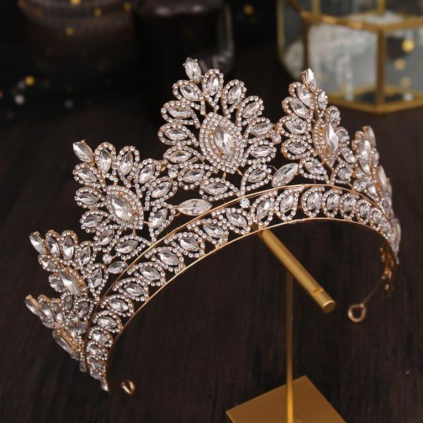 

hair clips & barrettes bridal crystal crowns tiara wedding accessories rhinestone hairwear bride crown party jewelry, Golden;silver
