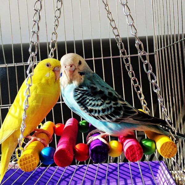 

other bird supplies 6pc parrot toy funny assorted bite resistant cage set colorful swing, hanging ring, chew