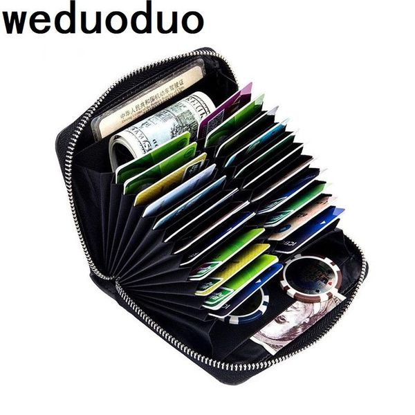

card holders weduoduo brand men organizer rfid holder large capacity retro women business case travel wallets, Brown;gray