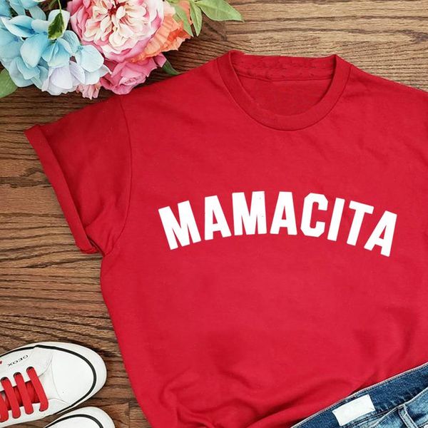 

women mamacita funny mom shirt mothers day gift blessed mama tshirt tired as a mother harajuku tee, White