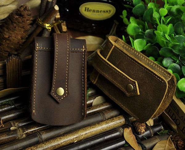 

waist bags 100% genuine leather men bag crazy horse cow car key holder wallet