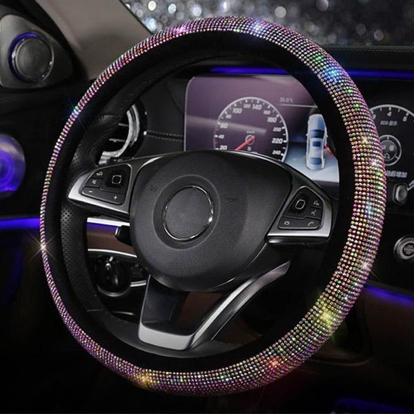 

steering wheel covers bling rhinestone crystal car cover anti-slip steering-wheel shell for auto interior decorative accessories